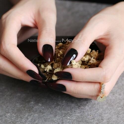 Fasle nails nude Ombre oval red black fake nail Milky white French long pink almond natural high quality new Ballet