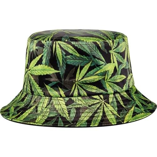 Bucket Hat Men Summer Beach Sun Protection Women Green Leaf Wide Brim Outdoor Hiphop Fishing Holiday Accessory For Teenagers