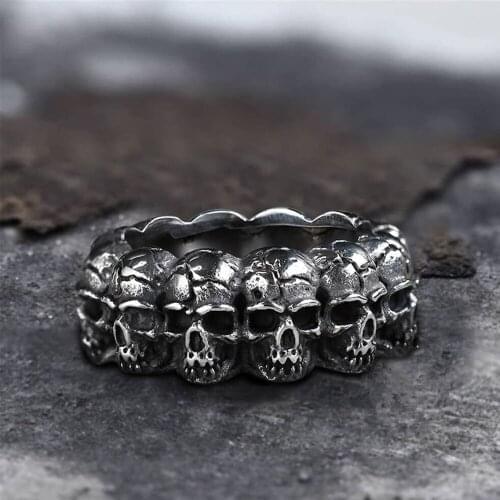 Stainless Steel Men Punk Skull Ring Vintage Domineering Men Ring