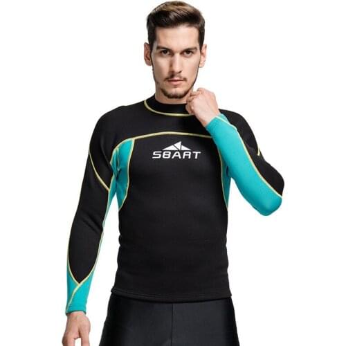 Man Professional Diving Surfing Rash Guard Mens Winter Warm & Sun-protection Wetsuit 2MM Neoprene Swimming T-shirts and Tops