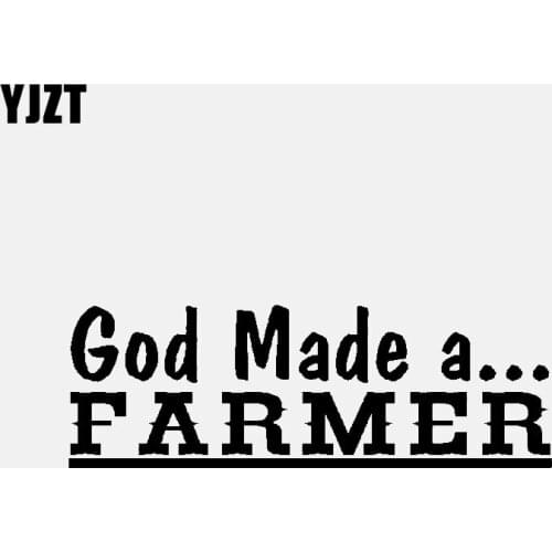 YJZT 14CM*4.8CM God Made a FARMER Vinyl Decal Car Sticker Tractor Agriculture Farm Diesel Black/Silver C3-0968