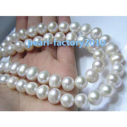 NEW 33" 12-11 MM SOUTH SEA NATURAL White PEARL NECKLACE >Selling jewerly free shipping