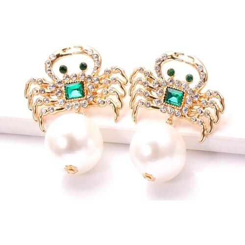 New Za Stud Earrings Baroque Popular Pearl Earrings 2021 Rhinestone Crab Earrings Wholesale Jewelry Accessories For Women