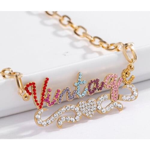 Personalized Name Necklace With Heart Charm Customized Name Pendant Gold Stainless Steel Pendant Necklace Jewelry For Women Gift