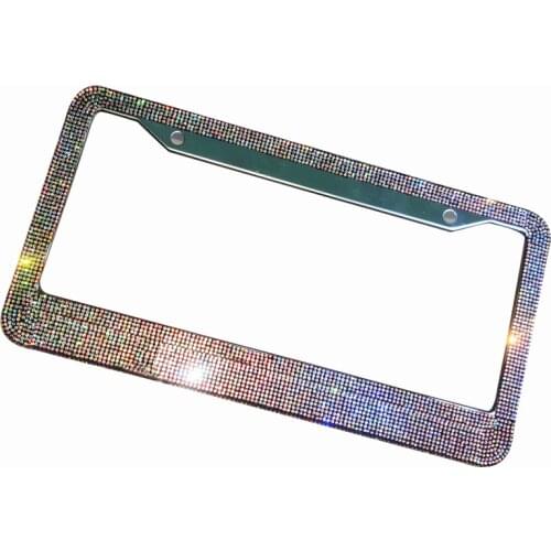 Crystal Diamond American License Plate Frame Handmade Sparkly Bling Colorful Rhinestone Stainless Steel Metal Frames