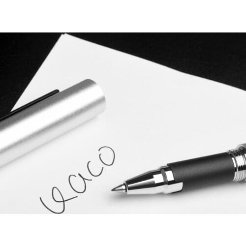 Luxury KACO EXACT Silver with Black Clip Metal Rollerball Pen 0.5mm Black Ink Office Signature Ballpoint Pens with Original Box