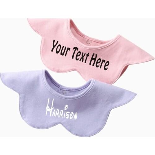 Personalized Baby Boy Bibs Newborn Baby Shower Gift Custom Your Text Baby Bib Pink Flower Baby Girl Gift Feeding Smock Bibs