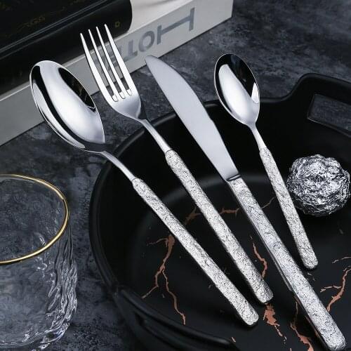 Silverware Dinnerware Set Dinner Knife Fork Spoon Kit 18/10 Stainless Steel Luxury Cutlery Set Mirror Polished Dishwasher Safe