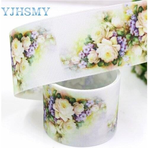 YJHSMY G-18508-176 10 yards 38 mm flower cartoon ribbon thermal transfer lattice wedding accessories DIY handmade materials