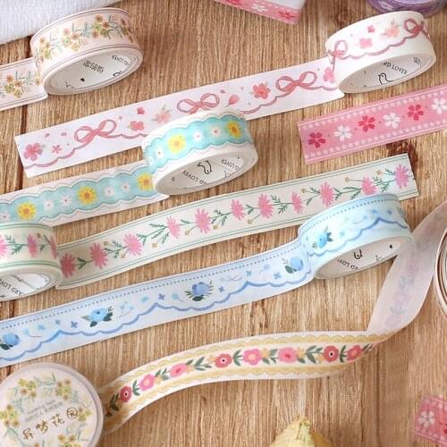 Vintage Flower Ribbon Washi Paper Sticker DIY Diary Journal Decoration Label Sticker Album Scrapbooking