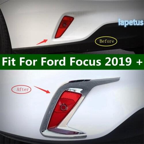Lapetus Rear Fog Lights Lamp Decoration Frame Cover Trim 2 Pcs ABS Fit For Ford Focus 2019 2020 Sedan / Bright / Carbon Fiber