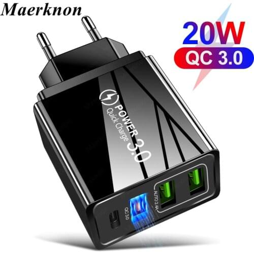 3 USB PD Charger Wall Mobile Phone Chargers Adapter For iPhone 12 11 Pro Max QC3.0 4.0 Quick Charge 3.0 Charger Fast Charging