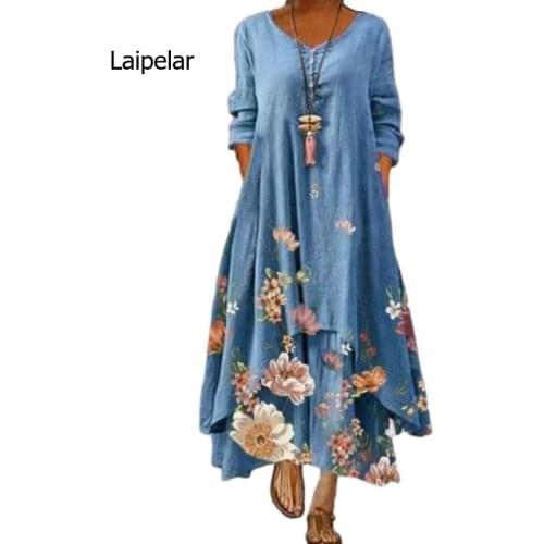 Dress 2021 Summer Style European and American Fashion Popular Printed Long Sleeved Dress Female Ins Online Trend Hot Sale