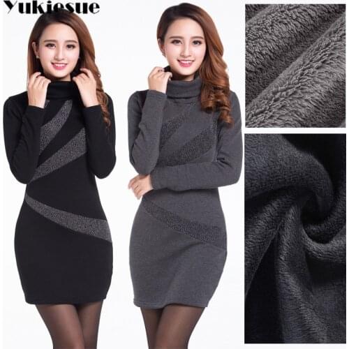 Winter thick warm dress 2020 for women dresses womens dress fleece skinny turtleneck maxi party long sexy bodycon dress female