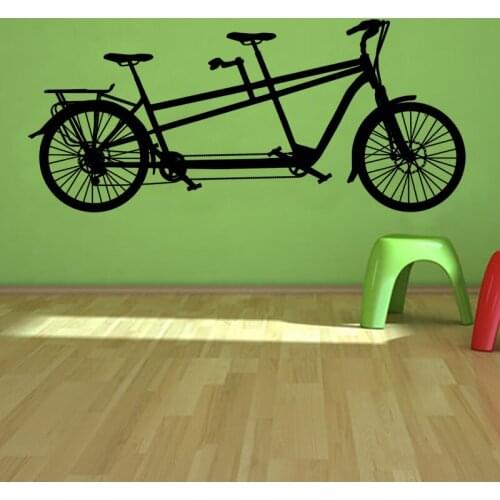 ZOOYOO Tandem Bike Wall Sticker Leisure Sports Home Decor Bicycle Wall Decals Living Room Bedroom Art Murals
