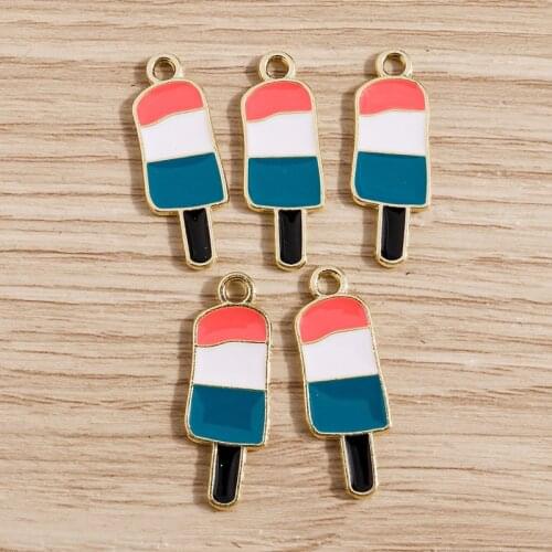 10pcs 9*25mm Cute Enamel Popsicle Charms for DIY Jewelry Making Summer Drink Charms Necklaces Earrings Handmade Crafts Accessory