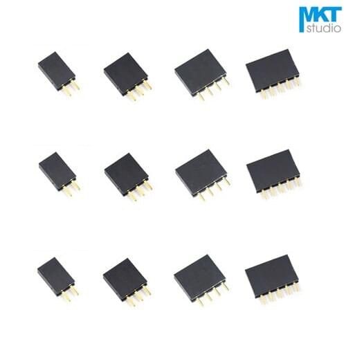 100Pcs 2.54mm Pitch Single Row Straight Pins 8.5mm Female PTH Pin Header For Arduino 2P 3P 3P 4P 5P