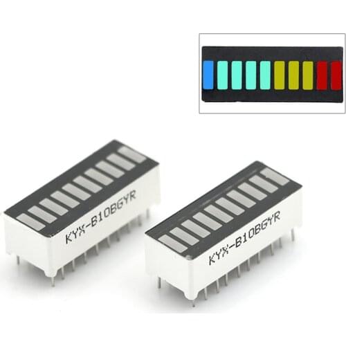 10 Segment LED Bargraph Light 4 Colors Flat Light Tube Display Module Ultra Bright Integrated Circuits 2Pcs