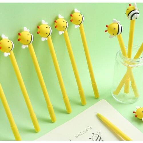 24 pcs/Lot Mini Honey Bee Pen Ballpoint Black Color Gel Ink Roller for Writing Signature Decoration Cute Stationery School F983