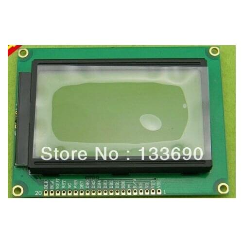 3pcs/lot 12864 128X64 Graphic Dot LCD Module 20pins Controller ST7920 Yellow and Green parallel port Free shipping
