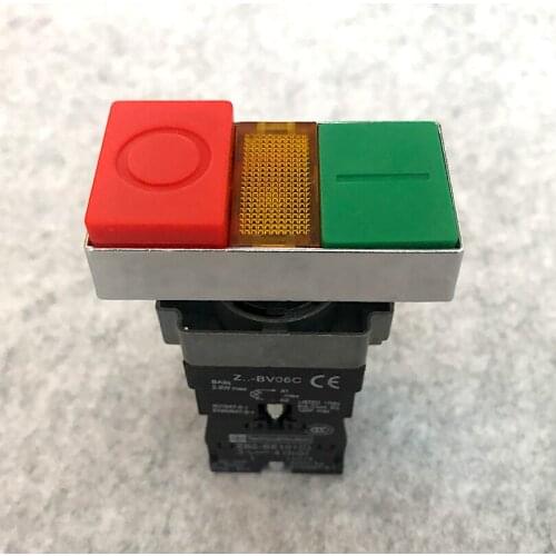 3Pcs XB2-BW8465 DC12V , DC24V , AC110V , AC220V Double Square Illuminated Pushbutton Switchs Push Button Switch With Lamp Light