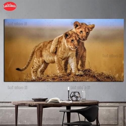 5 d diamond mosaic African Brotherly Love Lion Cubs Animals For Living Room Home Decor diamond Painting embroidery mosaic