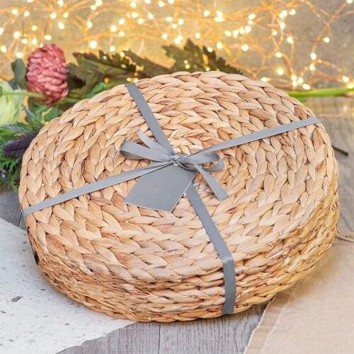 6 Pack Round Water Hyacinth Placemat,Quality Woven Wicker Table Place Mats,25cm