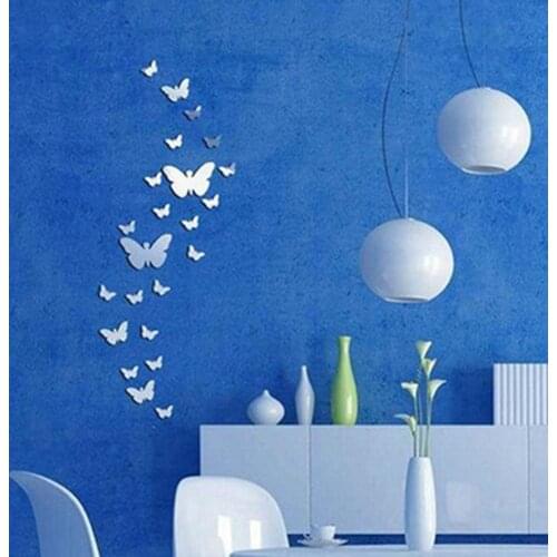 HOT SALES!!30 Pcs Butterfly DIY 3D Art Acrylic Mirror Wall Sticker Home Decal Decoration