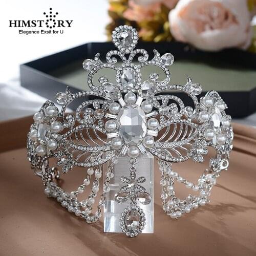 HIMSTORY Indian Head Jewelry Crystal Drop Forehead Hair Crown Waterdrop Headpieces Headbands for Women Girl Bride Noiva