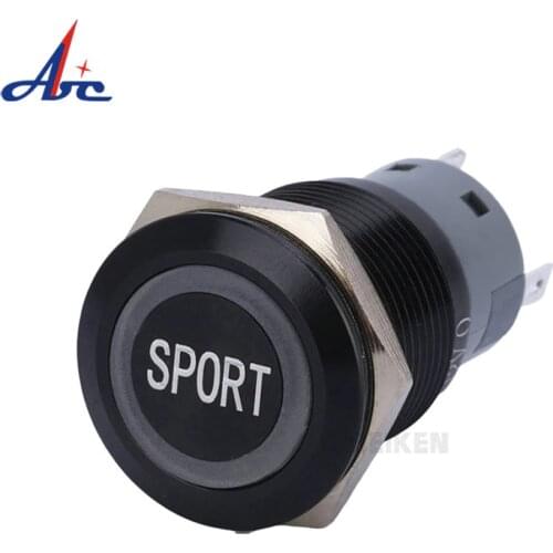 Free Shipping 19mm Self-locking Angel Eye Ring Momentary LED SPORT Word Engraving ON-OFF Metal Black Anodized Push Button Switch