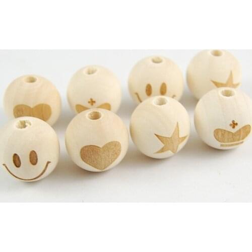 DIY Ornament Accessories 20mm Log Color Laser Engraving Wooden Bead Wood Wooden Beads Scattered Beads Wholesale jewelry making