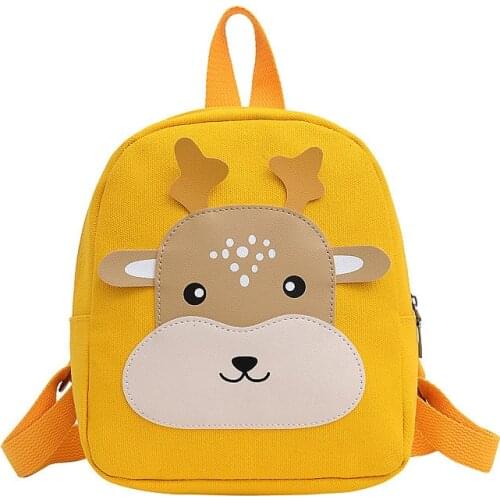 2021 Cartoon Deer Child girl backpack Cute Canvas backpack kids children animal school backpack boy small bag for kindergarten