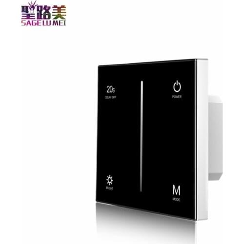 DC12-24V T1-1 single color touch panel led dimmer , T2-1 dual color cct , T3-1 RGB , T4-1 RGBW controller Black & white glass