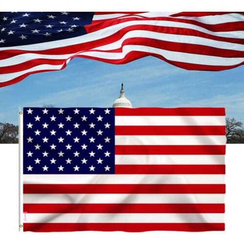 Candiway 90 x 150 cm American US Vivid Color and UV Fade Resistant Canvas Header Double Stitched USA Flags with Brass Grommets