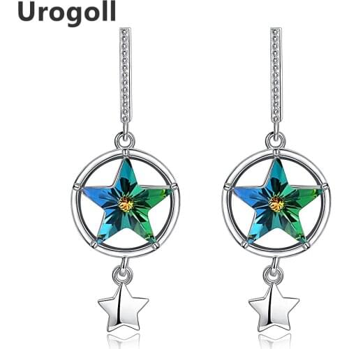 Classic Star Charms Earrings Authentic 925 Sterling Silver Circle Drop Earrings For Women Party & Wedding Jewelry Gifts