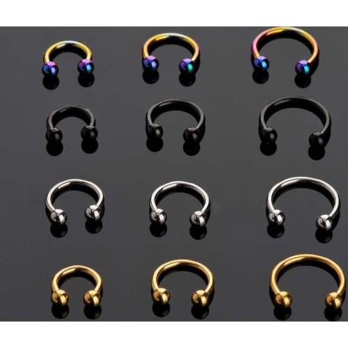 Trendy Surgical Steel C Shape Segment Tragus Fake Septum Nose Rings Lip Rings Stud Helix Piercing Body Charm Punk Jewelry