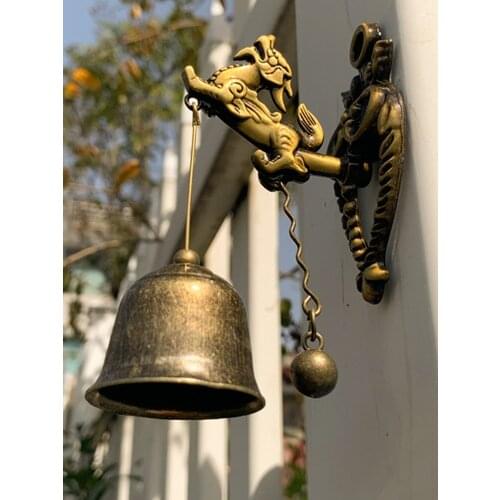 Copper Animal Wind Chimes Antique House Decoration Metal Bells Windchimes Retro PatioWall Hanging Decoration Gift FL006
