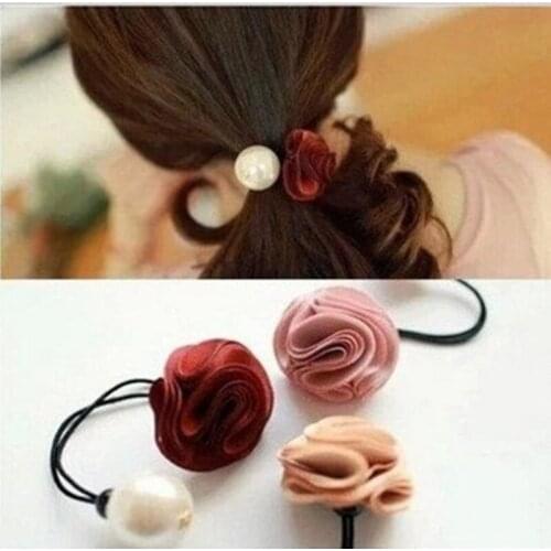 Hot Sales cute flower and imitation pearl elastic Headband Hair rubber for Women hair jewelry Accessories Free shipping