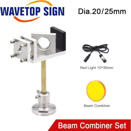 WaveTopSign Beam Combiner Set 20/25mm ZnSe Laser Beam Combiner + Mount + Laser Pointer for CO2 Laser Engraving Cutting Machine