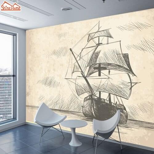 Top 3d Mural Sea Wallpaper Wallpapers for Living Room Wall Papers Home Decor Paper Bedroom Self Adhesive Contact Sailing Boat