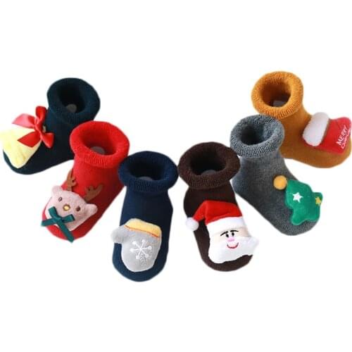 Newborn Baby Socks Anti Slip Socks for Baby Winter Warm Thick Baby Girls Boys Socks Christmas Cartoon Infant Clothes Accessories