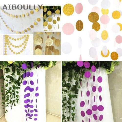 3M Glitter Paper Garland Circle Dots Hanging Decor For Wedding Bridal Shower Birthday Party Baby Shower Event party Decoration