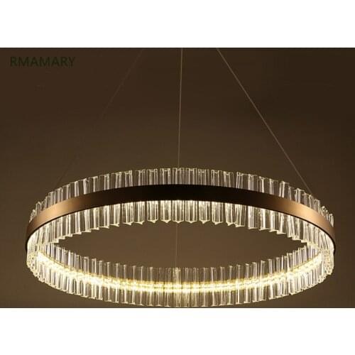 Postmodern minimalist crystal ring pendant light American style living room dining room pendant lamp bedroom luxury LED lights