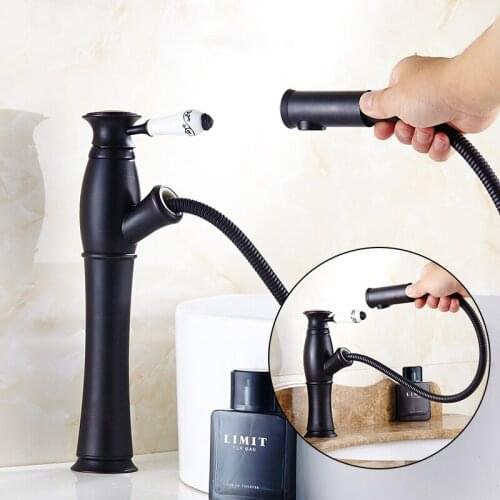 Luxury Black Pull Down Kitchen Faucet Wholesale New Arrival Solid Brass Swivel Pull Out Spray Gooseneck Sink Mixer Tap