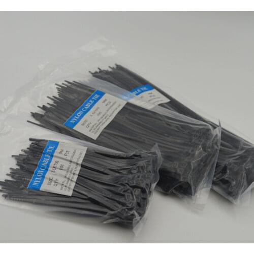 Plastic cable tie 3*100/4*150/5*200 black, plastic flange, wire fastener, zipper tie, strap cable organizer