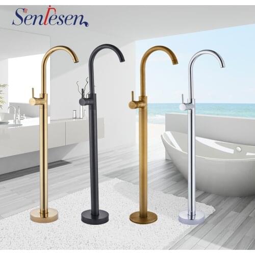 Senlesen Multiple Colors Bathroom Bathtub Shower Faucet Floor Mounted Taps Hot and Cold Water