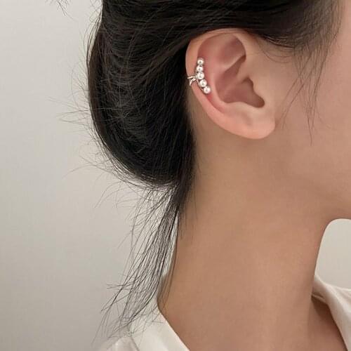 WTLTC Dainty Tiny Shell Pearls Ear Cuff Earrings For Women 925 Sterling Sliver No Piercing Earrings Femme Small Clip On Earrings