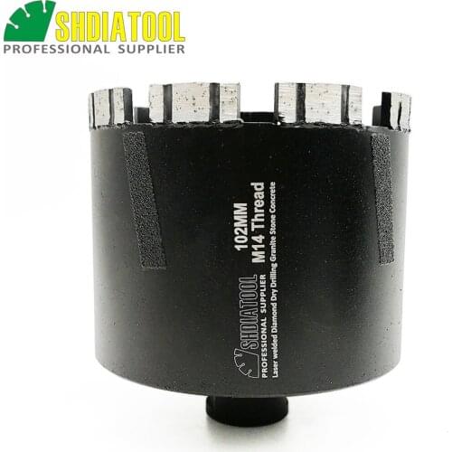 SHDIATOOL 1pc Laser Welded Diameter 102mm Diamond Dry Drilling Core Bit M14 thread granite marbel hole saw With Side Protection