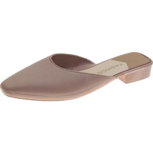 Luxury Women Mules 2021 Summer Fashion Block Low Heels Slippers Loafer Square Toe Flat Slide Flop Flops Tong Femme Ladies Slides