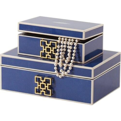 Blue Metal Buckle Leather Jewelry Box Storage Box Designer Soft Decoration Ornament Ornaments Cake Decoration Accessories